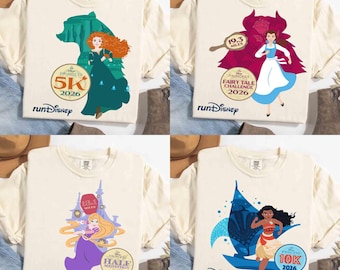 Camiseta sin mangas del fin de semana de media maratón de yoga de las princesas de Disney 2026, camiseta de Moana Belle de Disney Epcot, camiseta para corredores de media maratón de 5 y 10 km, desafío de Rapunzel