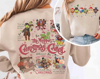 2-sided Vintage The Muppet Christmas Carol Shirt, The Muppet Characters Xmas Light Tee, Disneyland Hoilday Family Trip, Mickey's Very Merry