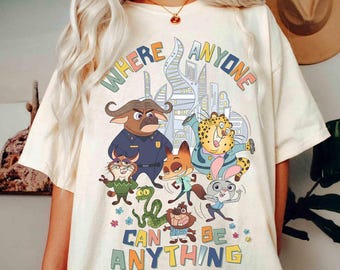 Camiseta "Cualquiera puede ser lo que quiera" de Zootopia 2 de Disney, camiseta de Judy Hopps y Nick Wilde, camiseta de Zootrópolis de Disney, camiseta de viaje familiar a Disneyland 2026