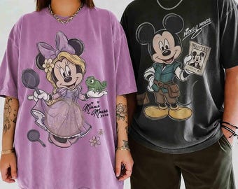 Vintage Disney Comfort Colors Minnie Rapunzel Mickey Flynn Rider Couple Matching Shirt, Retro Tangled shirt, WDW Disneyland Couple Trip 2026