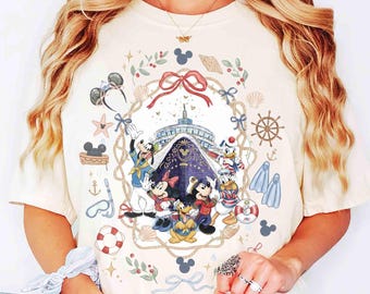 Coquette Bow aquarel Disney Mickey & Friends Cruise Line Shirs, Disney Wish Treasure Destiny Tee, Disneyland 1e familiecruisereis cadeau