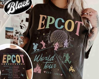 2-Sided Disney Mickey and Friends Epcot Tour Shirt, Drink Around The World Matching Tee, Disney Epcot 1982 Shirt, WDW Disneyland Family Trip