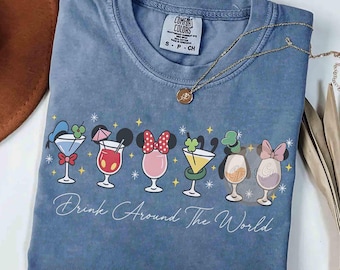 Retro Drink Around The World Shirt, Disney Epcot Drinking Shirt, Mickey & Friends Drink Tee, I'm Making Pour Choices, Disneyland Family Trip
