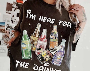 Disney Mickey & Friends I'm Here For The Drinks Shirt, Epcot Drink Around The World Tee, WDW Epcot Drink Team Matching Shirt, Drink Girl Tee