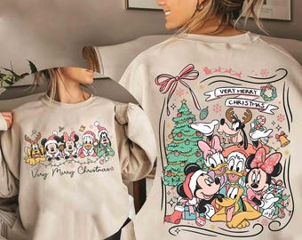 Camiseta navideña de doble cara con luces navideñas de Disney, camiseta navideña de Mickey y sus amigos, camiseta para viaje familiar de Navidad a Disney, regalo navideño grupal de Disney