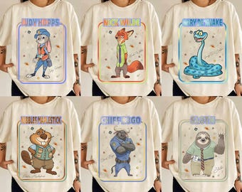 Personalized Disney Zootopia 2 Movie Characters Shirt, Nick Wilde Judy Hopps Matching Tee, WDW Disneyland Holiday Family Trip Gifts