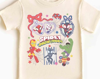Disney Marvel Spidey en zijn geweldige vrienden kind peutershirt, Coquette Bow medaillon Ghost Spider Spider Man T-shirt, Disney MCU stripcadeau shirt