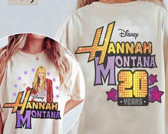 2-zijdig Hannah Montana-shirt 20e verjaardag, Disney Hannah Montana-T-shirt, Disney Channel Pop Star-T-shirt, Magic Kingdom, Disneyland Family Trip