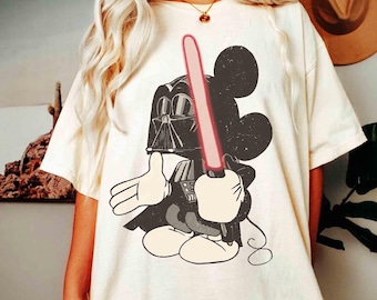 Retro Disney Mickey Star Wars-shirt, Star Wars Dath Vader-shirt, Mickey Mouse Dath Vader-shirt, Mickey Lightsaber-T-shirt, Disneyland Family Trip