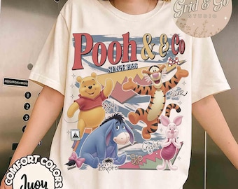 Retro Disney Winnie the Pooh Signature 1926 Comfort Farben Shirt, Pooh Piglet Tigger Eeyore Tee, Magic Kingdom, BTW Disneyland Familienausflug