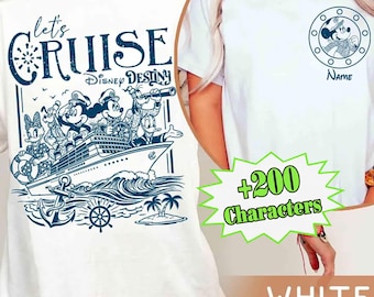 Camiseta personalizada de doble cara de Disney Cruise Line 2026, camiseta de viaje familiar en crucero de Mickey y sus amigos, Let's Cruise, Disney Wish Dream Magic Destiny