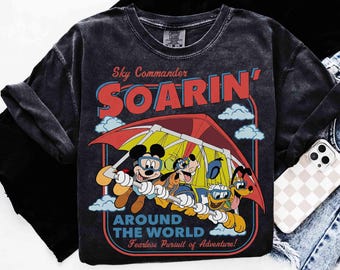 Camiseta Disney Mickey y sus amigos "Vuela por el mundo", camiseta a juego "En busca de la aventura sin miedo", camiseta Disney Ride Epcot Center, Goofy Pluto