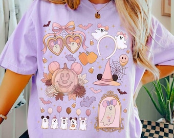 Disney Mickey Minnie Halloween Pink Ghost Shirt, Cute Mickey Minnie Ghost Coquette Bow Spooky Tee, Mickey's Not So Scary Halloween 2026