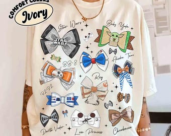 Star Wars Characters Coquette Bow Shirt, Darth Vader Leia Han Solo R2D2 C3PO Chewie Tee, Galaxy's Edge Disney Trip, May the 4th be with you