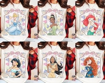 Customized Coquette Bow Disney Princess Castle Comfort Color Shirt, Beauty and The Beast Belle Princess Tee, Disney Girl Trip Tee