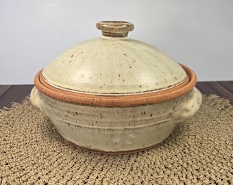 Terry Silverman Studio 2 Quart Pottery Casserole | Vintage Signed Stoneware Covered Dish