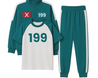 Tuta in pile di cotone verde: toppe con numeri rimovibili, cosplay unisex