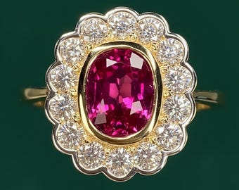 GIA 1.8ct Pigeon Blood Ruby Ring: VS Diamond Halo, 18K Gold