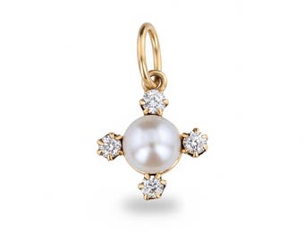 Antique Pearl and Diamond Charm of 18k Gold