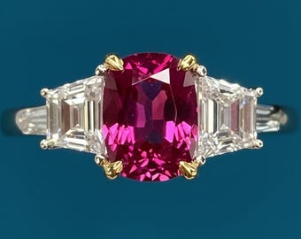 Vivid Red Ruby Ring: 2 Ctw, VVS Diamond, 18K Gold Engagement