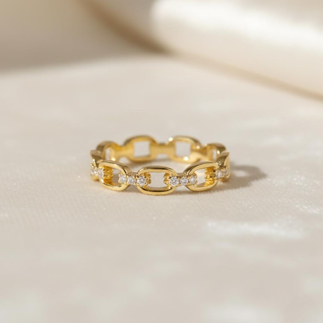 Dainty CZ Stacking Ring, Gold Minimalist Ring, CZ Ring, Simple Diamond ...