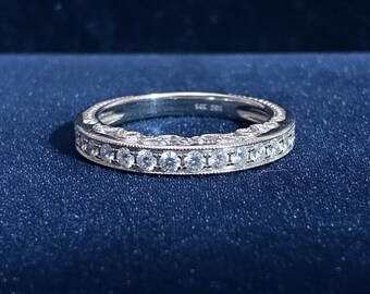 Solid 14K White Gold Natural Diamond Ring Band