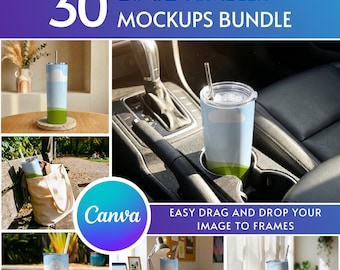 Tumbler Mockup Bundle, 20oz Tumbler Mockup Template, Drag and Drop Canva Tumbler Mockups, Instant Download, Etsy & Print on Demand Mockups