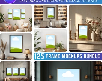 Wall Art Mockups Canva Editable, 125 Canvas Mockup Bundle, Wall Art Frame Mockup Bundle, Canva Mockups Digital Download