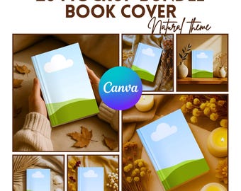 Boho Book Cover Mockups, Canva Journal Templates (Digital Download)