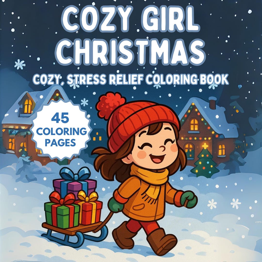 Cozy Girl Christmas Coloring Book, Cute Cozy Christmas Coloring Pages ...