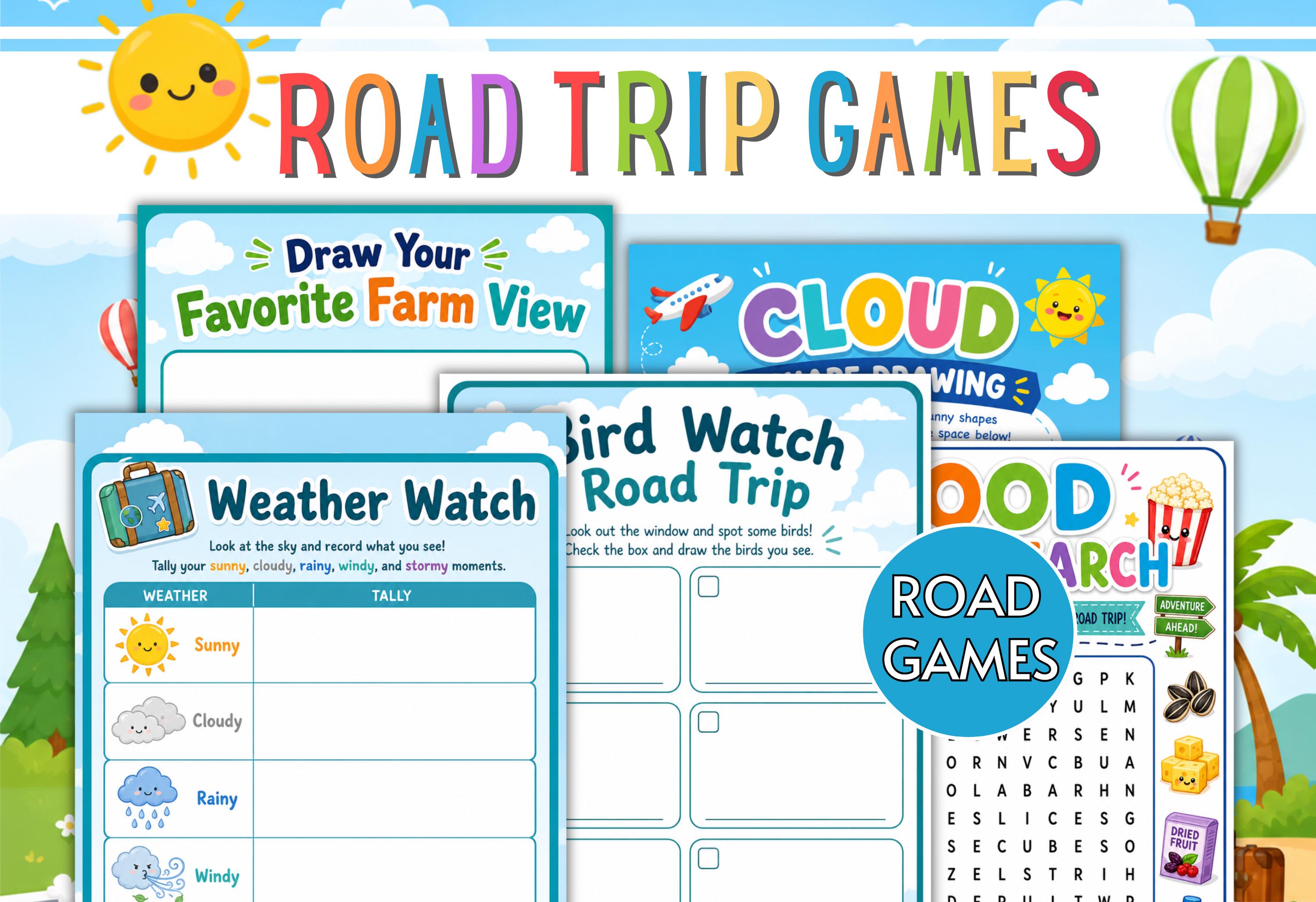 Kids Road Trip Games Bundle, Printable Travel Activities, Family Car ...