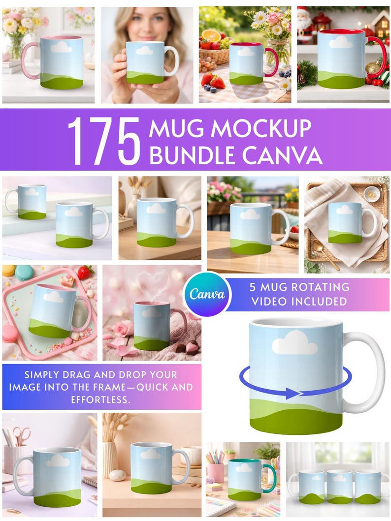 Accent Mug Mockups Bundle, Canva Mug Mockups
