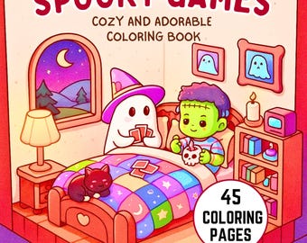Cute Halloween Coloring Pages for Kids, Spooky Games (Digital Download)
