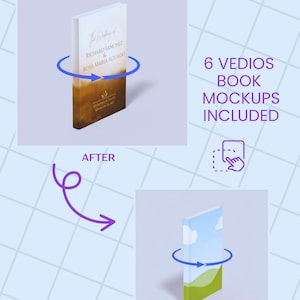 Canva Book Mockups Bundle, Kdp Book Cover Mockups, Rotating Book Video, Hard Cover and Paperback, Book Cover Templates, Digital Download image 3