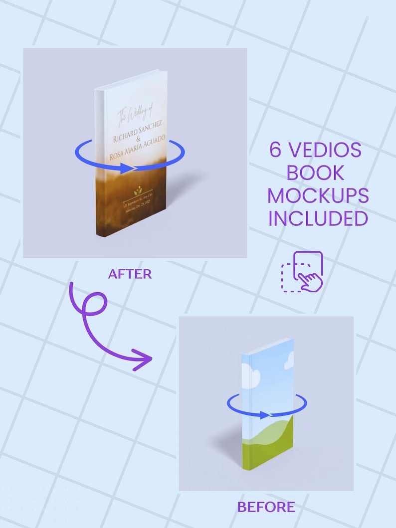 Canva Book Mockups Bundle, Kdp Book Cover Mockups, Rotating Book Video, Hard Cover and Paperback, Book Cover Templates, Digital Download image 3