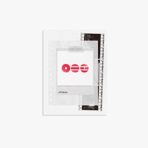 May include: A layered design on a white background. It features a polaroid-style image with red circular and striped shapes. The word "ARIRANG" is printed at the bottom of the polaroid. A film strip and a sheet of paper are also visible.