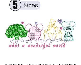 File per ricamo a macchina Disney What A World, parchi a tema Disneyland (download immediato)