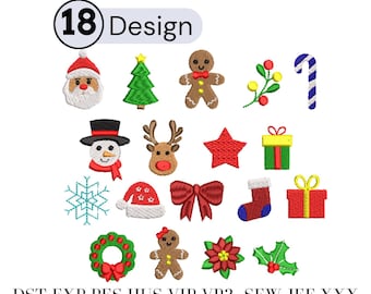 Mini disegni per ricamo natalizio: Babbo Natale, renne (download digitale)