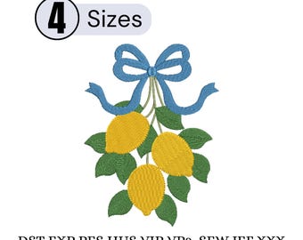 Ricamo a macchina con fiocco di limone, decorazione per la cucina, strofinaccio da cucina.