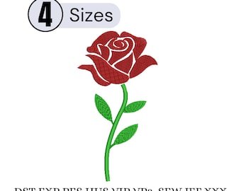 Disegno per ricamo di una rosa, ricamo floreale, download immediato, mini disegno per ricamo di un fiore, 5 dimensioni