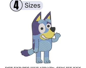 Disegno per ricamo a macchina del personaggio dei cartoni animati Bluey / Modello per bambini con cane (download digitale)