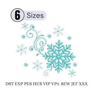 Schneeflocken Swirl, Winter Holiday Stickdatei, Schneeflocken Maschinenstickerei, Frosty Swirl Stickdatei, 8 Größen, sofort verfügbar