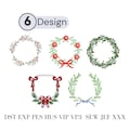Holly Wreath Embroidery Design Set, Christmas Frames (Digital Download)