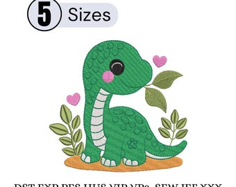 Disegni di ricamo di dinosauri - Modello di ricamo a macchina di dinosauri - Download immediato - File di ricamo per neonato brontosauro
