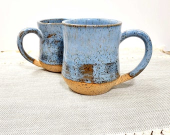 Handmade Ceramic Mug in Speckled Light Blue- Contemporary Pottery - Minimalistic Coffee Mug - Stoneware Pottery