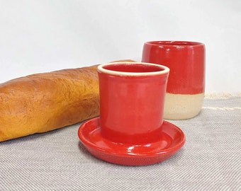 Red Ceramic Butter Dish - French Butter Keeper - French Butter Keeper - Ceramic Butter Keeper - Ceramic Butter Dish - Pottery