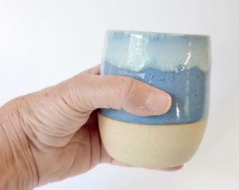 Light Blue Stemless Wine glass, Wine Mug, Wine Tumblers, Whiskey Glass, wedding gift, Handcrafted Pottery