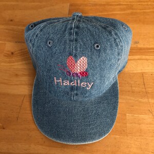 Personalized Toddler Kids Butterfly Design Baseball Hat Cap Custom Embroidered Butterfly Baseball Hat Custom Design Kids Baseball Cap image 4