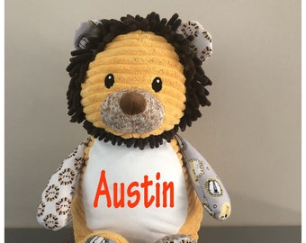 Personalized Sensory Stuffed Lion Toy Lion Birth Stats Textured Lion Baby Toddler Gift Sensory Gift for Kids Personalized Gift for Toddlers