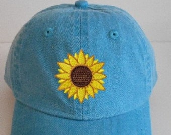 Personalized Toddler Kids Sunflower Design Baseball Hat Cap Custom Embroidered SunFlower Baseball Hat Custom Design Kids Baseball Cap